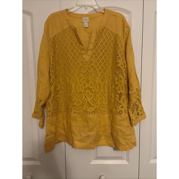 CHICO'S LINEN LACE TUNIC SIZE 3X - Picture 3 of 6